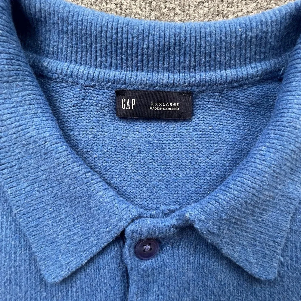 GAP XXXL Sweater Lot 2 Polo Collar Knit Pullovers Blue Gray‎ Cotton Blend